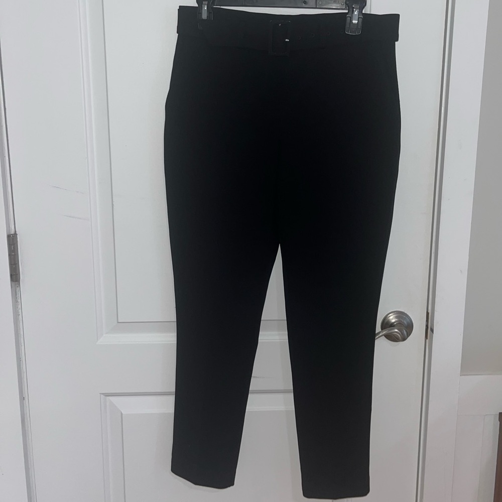 Rachel Zoe Black High-Waist Trousers with Fabric Buckle